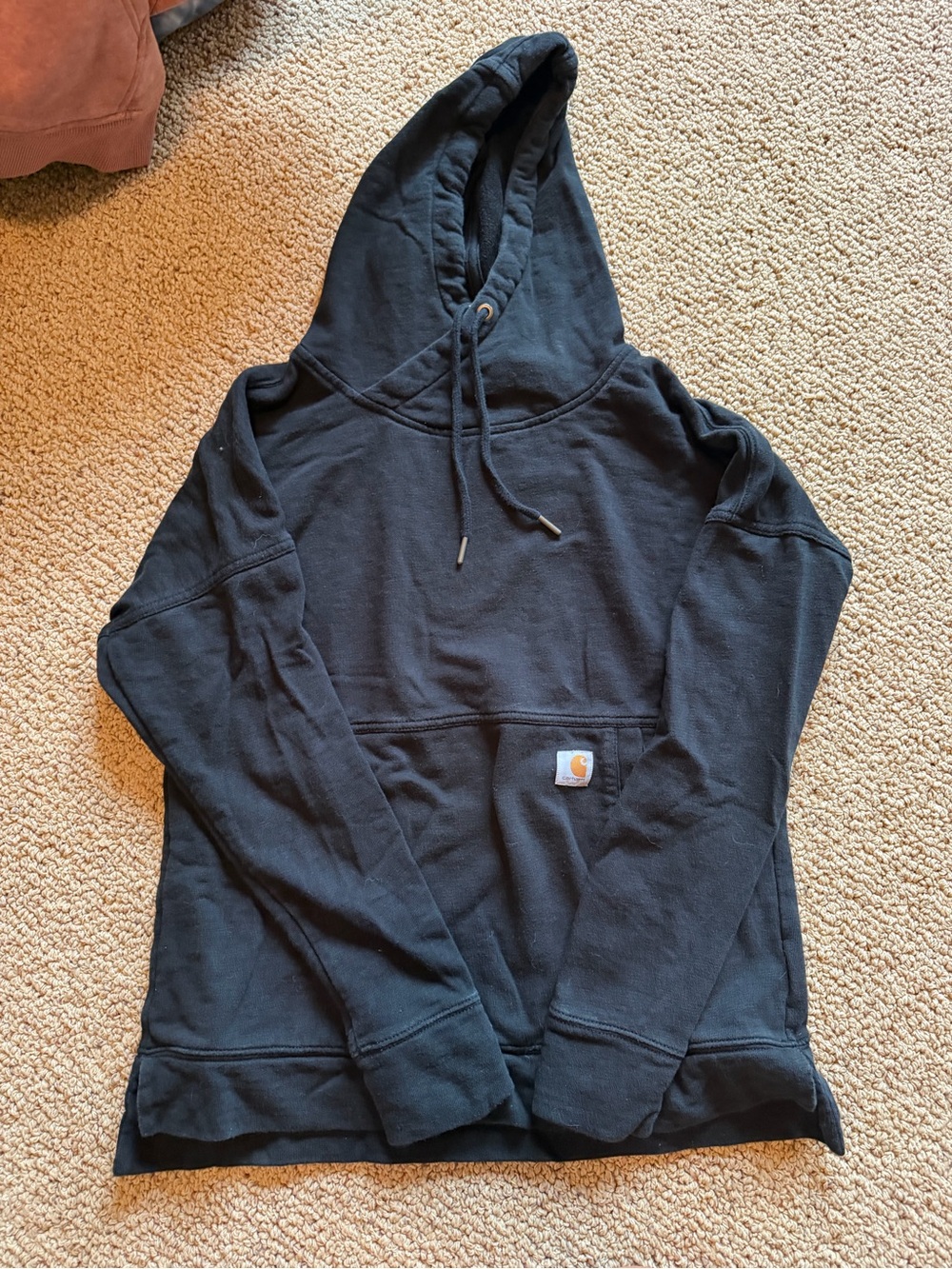 Carhartt Black Pullover Hoodie with Yellow Logo Detail